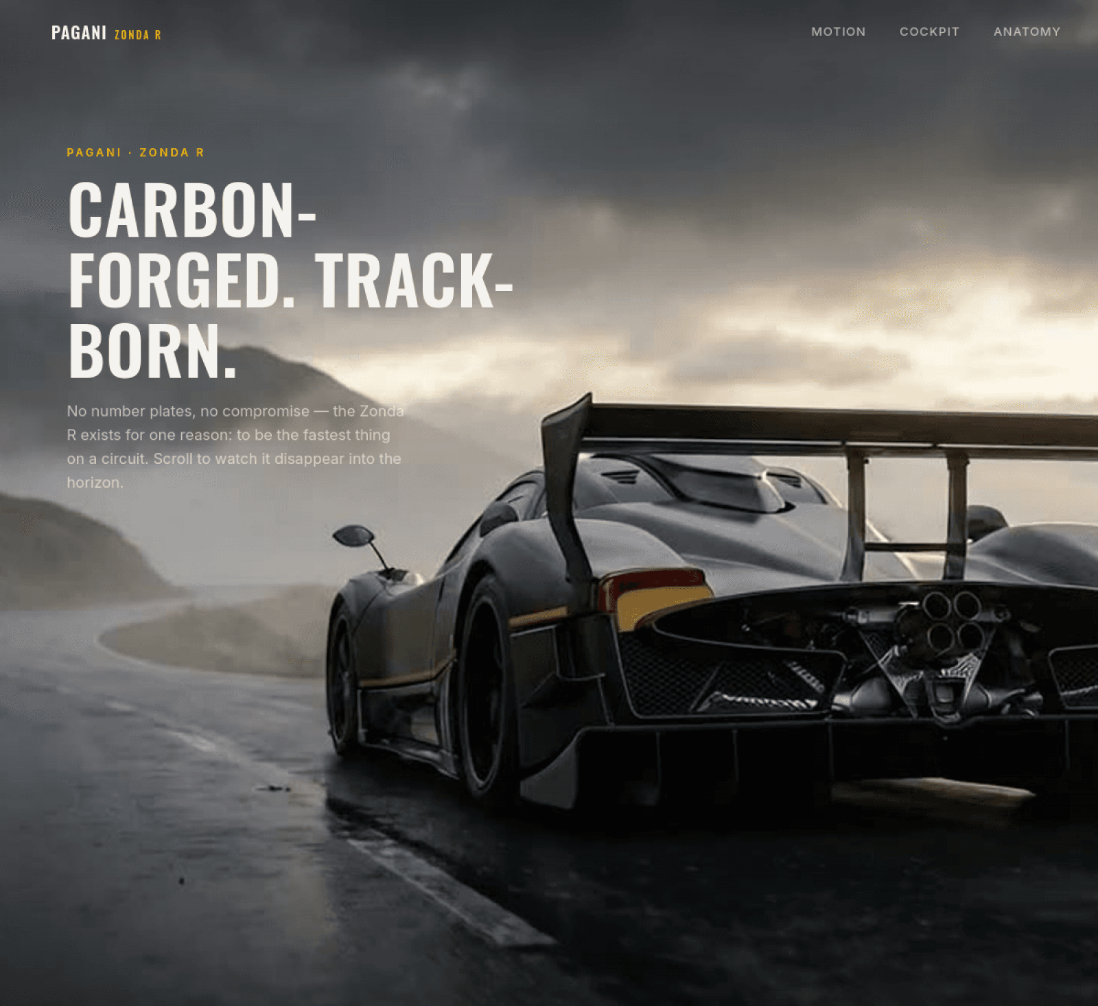 Pagani Zonda R — live project preview